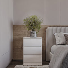 MALVERN 3 DRAWER BEDSIDE - WHITE