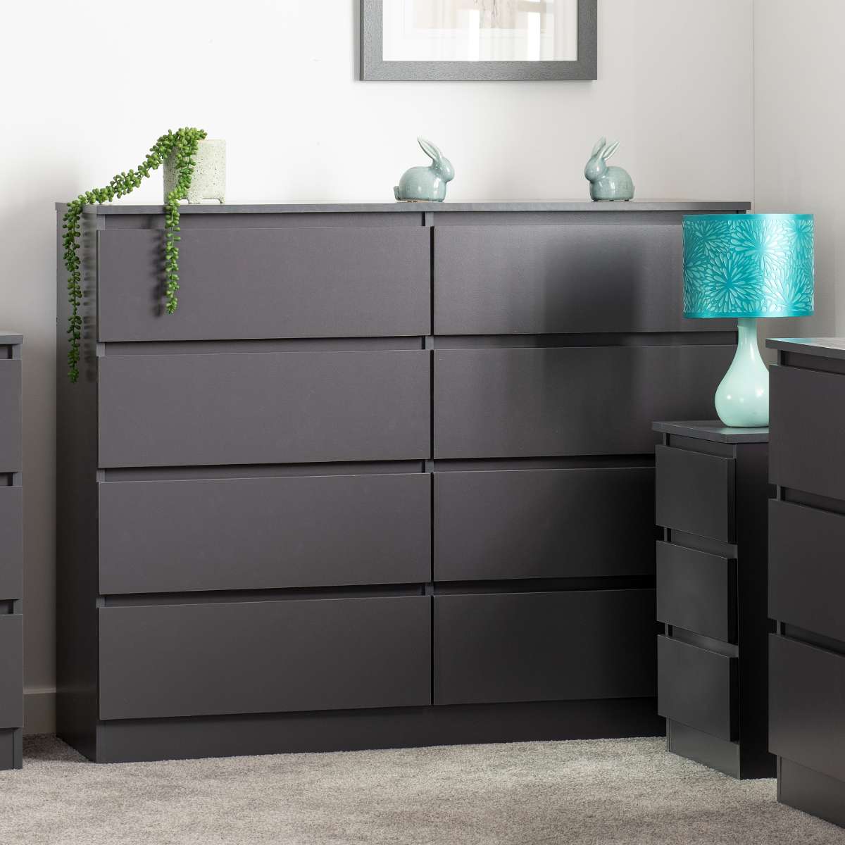 MALVERN 8 DRAWER CHEST - GREY