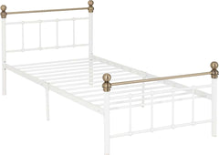 MARLBOROUGH 3' BED - WHITE/ANTIQUE BRASS
