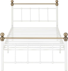 MARLBOROUGH 3' BED - WHITE/ANTIQUE BRASS