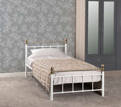 MARLBOROUGH 3' BED - WHITE/ANTIQUE BRASS