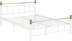 MARLBOROUGH 4'6" BED - WHITE/ANTIQUE BRASS