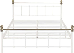 MARLBOROUGH 4'6" BED - WHITE/ANTIQUE BRASS
