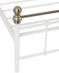 MARLBOROUGH 4'6" BED - WHITE/ANTIQUE BRASS