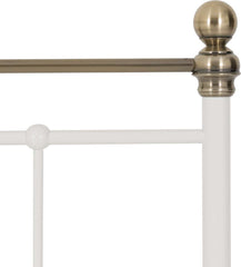 MARLBOROUGH 4'6" BED - WHITE/ANTIQUE BRASS