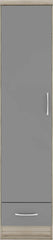 NEVADA 1 DOOR 1 DRAWER WARDROBE - GREY GLOSS/LIGHT OAK EFFECT VENEER