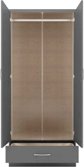 NEVADA 2 DOOR 1 DRAWER WARDROBE - 3D EFFECT GREY