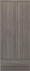 NEVADA 2 DOOR 1 DRAWER WARDROBE - BLACK WOOD GRAIN