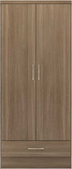 NEVADA 2 DOOR 1 DRAWER WARDROBE - RUSTIC OAK EFFECT