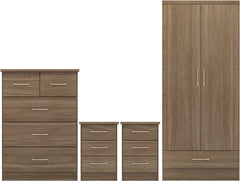 NEVADA 2 DOOR 1 DRAWER WARDROBE BEDROOM SET - RUSTIC OAK EFFECT