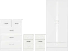 NEVADA 2 DOOR 1 DRAWER WARDROBE BEDROOM SET - WHITE GLOSS