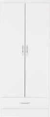 NEVADA 2 DOOR 1 DRAWER WARDROBE - WHITE GLOSS