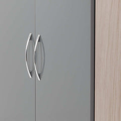NEVADA 2 DOOR CORNER WARDROBE - GREY GLOSS/LIGHT OAK EFFECT VENEER