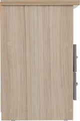 NEVADA 2 DRAWER BEDSIDE - GREY GLOSS/LIGHT OAK EFFECT VENEER