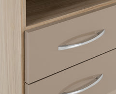 NEVADA 2 DRAWER BEDSIDE - OYSTER GLOSS/LIGHT OAK EFFECT VENEER