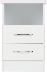 NEVADA 2 DRAWER BEDSIDE - WHITE GLOSS
