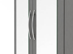 NEVADA 3 DOOR 2 DRAWER MIRRORED WARDROBE - 3D EFFECT GREY