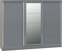 NEVADA 3 DOOR SLIDING WARDROBE - GREY GLOSS
