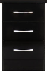 NEVADA 3 DRAWER BEDSIDE - BLACK GLOSS