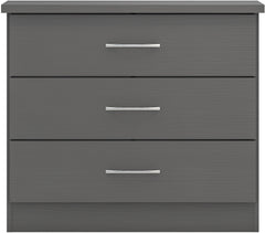 NEVADA 3 DRAWER CHEST - 3D EFFECT GREY