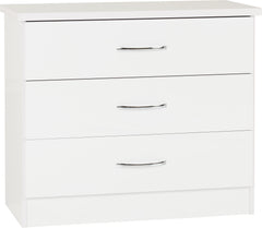 NEVADA 3 DRAWER CHEST - WHITE GLOSS