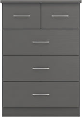 NEVADA 3+2 DRAWER CHEST - 3D EFFECT GREY