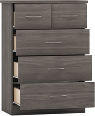 NEVADA 3+2 DRAWER CHEST - BLACK WOOD GRAIN