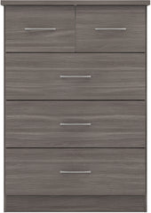 NEVADA 3+2 DRAWER CHEST - BLACK WOOD GRAIN