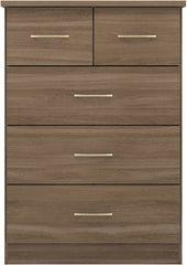NEVADA 3+2 DRAWER CHEST - RUSTIC OAK EFFECT
