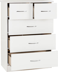 NEVADA 3+2 DRAWER CHEST - WHITE GLOSS