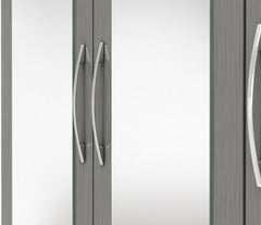 NEVADA 4 DOOR 2 DRAWER MIRRORED WARDROBE - 3D EFFECT GREY