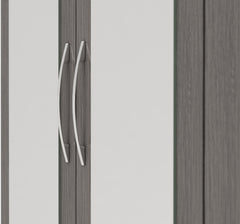 NEVADA 4 DOOR 2 DRAWER MIRRORED WARDROBE - BLACK WOOD GRAIN