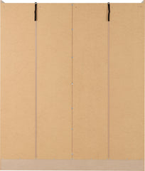 NEVADA 4 DOOR 2 DRAWER MIRRORED WARDROBE - OYSTER GLOSS/LIGHT OAK EFFECT VENEER