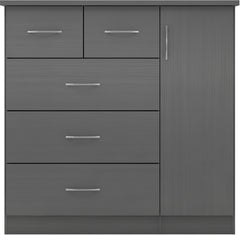 NEVADA 5 DRAWER LOW WARDROBE - 3D EFFECT GREY