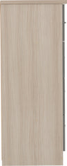 NEVADA 5 DRAWER LOW WARDROBE - GREY GLOSS/LIGHT OAK EFFECT VENEER