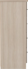 NEVADA 5 DRAWER LOW WARDROBE - OYSTER GLOSS/LIGHT OAK EFFECT VENEER