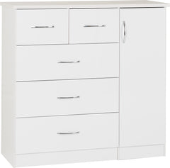 NEVADA 5 DRAWER LOW WARDROBE - WHITE GLOSS