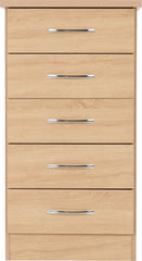NEVADA 5 DRAWER NARROW CHEST - SONOMA OAK EFFECT