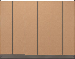 NEVADA 6 DOOR 2 DRAWER MIRRORED WARDROBE - BLACK WOOD GRAIN