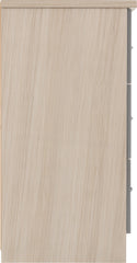 NEVADA 6 DRAWER CHEST - GREY GLOSS/LIGHT OAK EFFECT VENEER