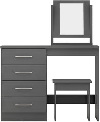 NEVADA 4 DRAWER DRESSING TABLE SET - 3D EFFECT GREY