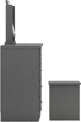 NEVADA 4 DRAWER DRESSING TABLE SET - 3D EFFECT GREY