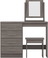 NEVADA 4 DRAWER DRESSING TABLE SET - BLACK WOOD GRAIN