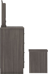 NEVADA 4 DRAWER DRESSING TABLE SET - BLACK WOOD GRAIN