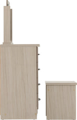 NEVADA 4 DRAWER DRESSING TABLE SET - OYSTER GLOSS/LIGHT OAK EFFECT VENEER