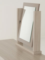 NEVADA 4 DRAWER DRESSING TABLE SET - OYSTER GLOSS/LIGHT OAK EFFECT VENEER