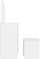 NEVADA 4 DRAWER DRESSING TABLE SET - WHITE GLOSS