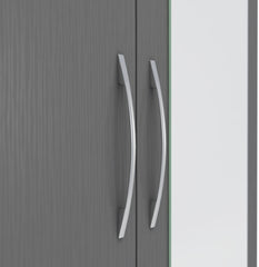 NEVADA MIRRORED 2 DOOR 1 DRAWER WARDROBE - 3D EFFECT GREY
