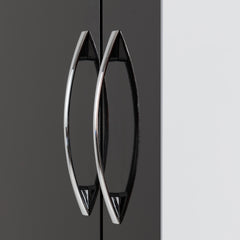 NEVADA MIRRORED 2 DOOR 1 DRAWER WARDROBE - BLACK GLOSS