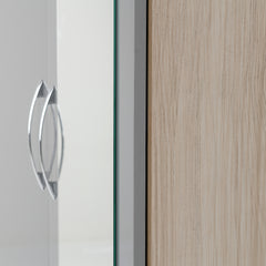 NEVADA MIRRORED 2 DOOR 1 DRAWER WARDROBE - GREY GLOSS/LIGHT OAK EFFECT VENEER